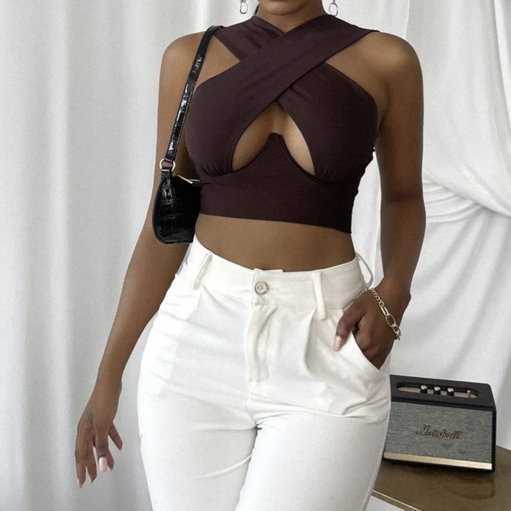 Cross wrap crop top